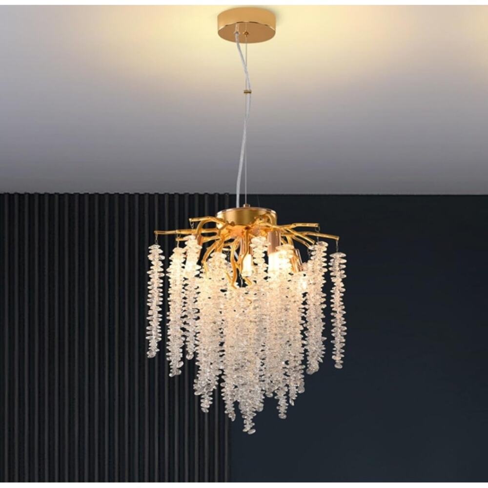 12” Gold Crystal Tree Branch Chandelier Pendant Light Raindrop New